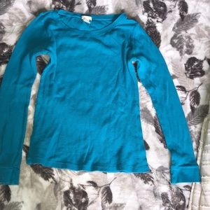 cyan blue long sleeve shirt
